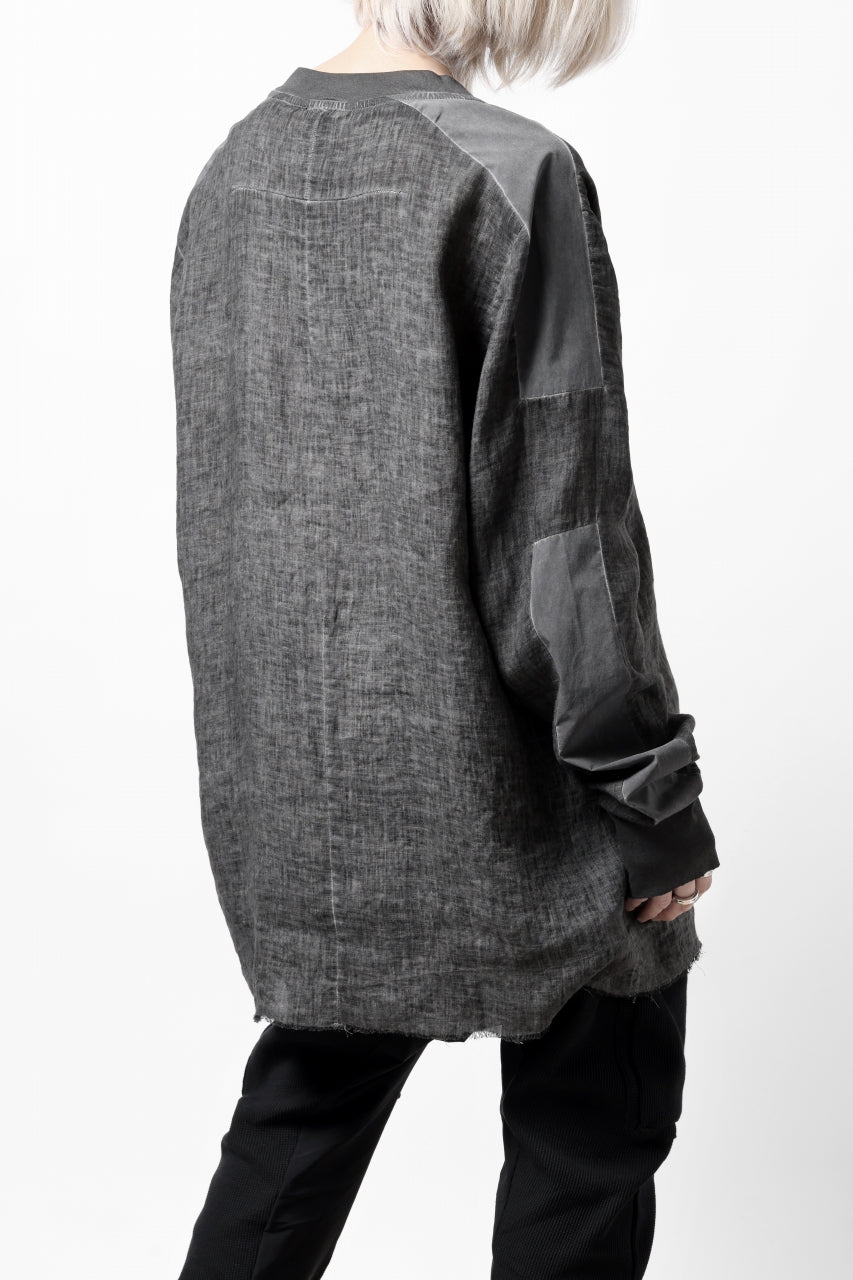 画像をギャラリービューアに読み込む, thom/krom DYEING BOMBER-SHIRT / LINEN+ELASTIC NYLON (BLACK OIL)