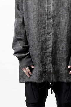 画像をギャラリービューアに読み込む, thom/krom DYEING BOMBER-SHIRT / LINEN+ELASTIC NYLON (BLACK OIL)