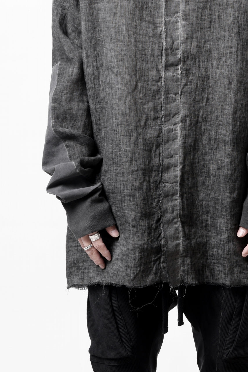 画像をギャラリービューアに読み込む, thom/krom DYEING BOMBER-SHIRT / LINEN+ELASTIC NYLON (BLACK OIL)