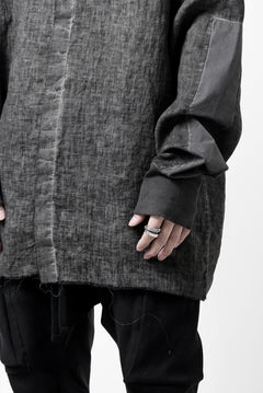 画像をギャラリービューアに読み込む, thom/krom DYEING BOMBER-SHIRT / LINEN+ELASTIC NYLON (BLACK OIL)