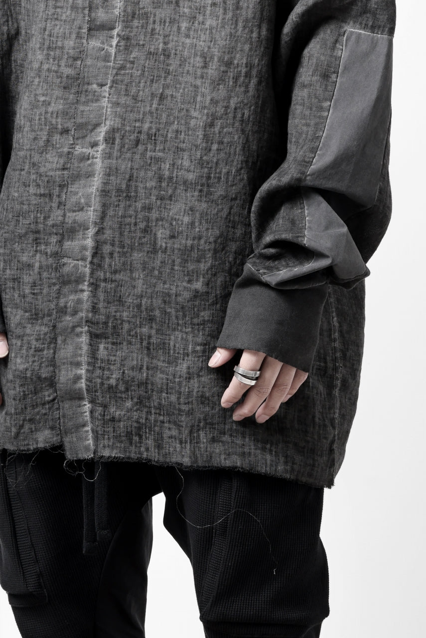 画像をギャラリービューアに読み込む, thom/krom DYEING BOMBER-SHIRT / LINEN+ELASTIC NYLON (BLACK OIL)