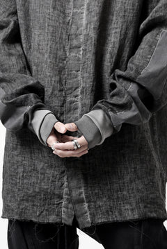 画像をギャラリービューアに読み込む, thom/krom DYEING BOMBER-SHIRT / LINEN+ELASTIC NYLON (BLACK OIL)