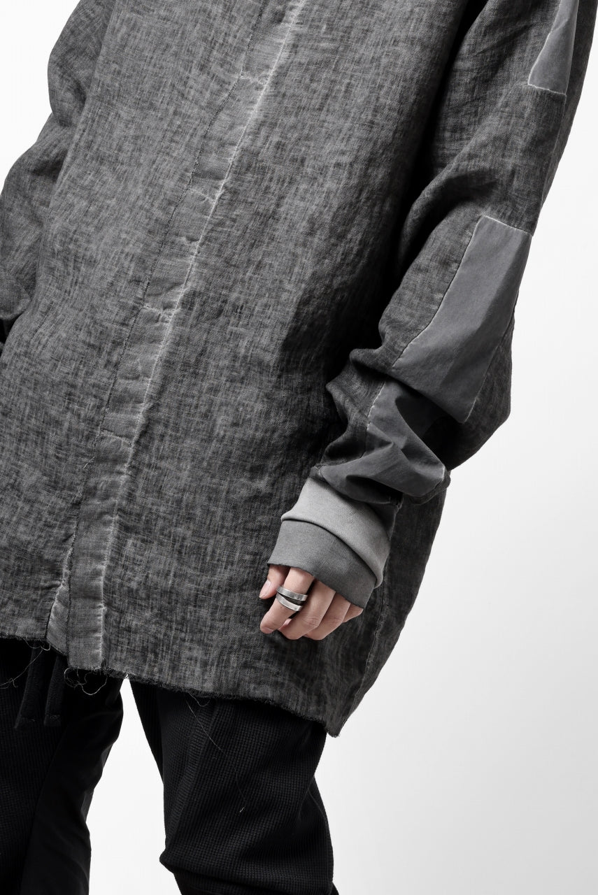 画像をギャラリービューアに読み込む, thom/krom DYEING BOMBER-SHIRT / LINEN+ELASTIC NYLON (BLACK OIL)