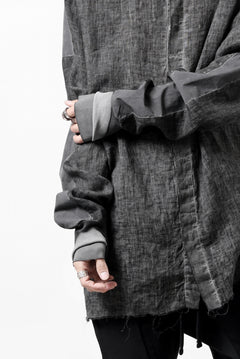 画像をギャラリービューアに読み込む, thom/krom DYEING BOMBER-SHIRT / LINEN+ELASTIC NYLON (BLACK OIL)