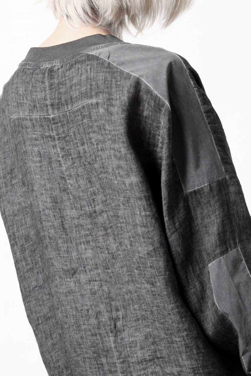 画像をギャラリービューアに読み込む, thom/krom DYEING BOMBER-SHIRT / LINEN+ELASTIC NYLON (BLACK OIL)