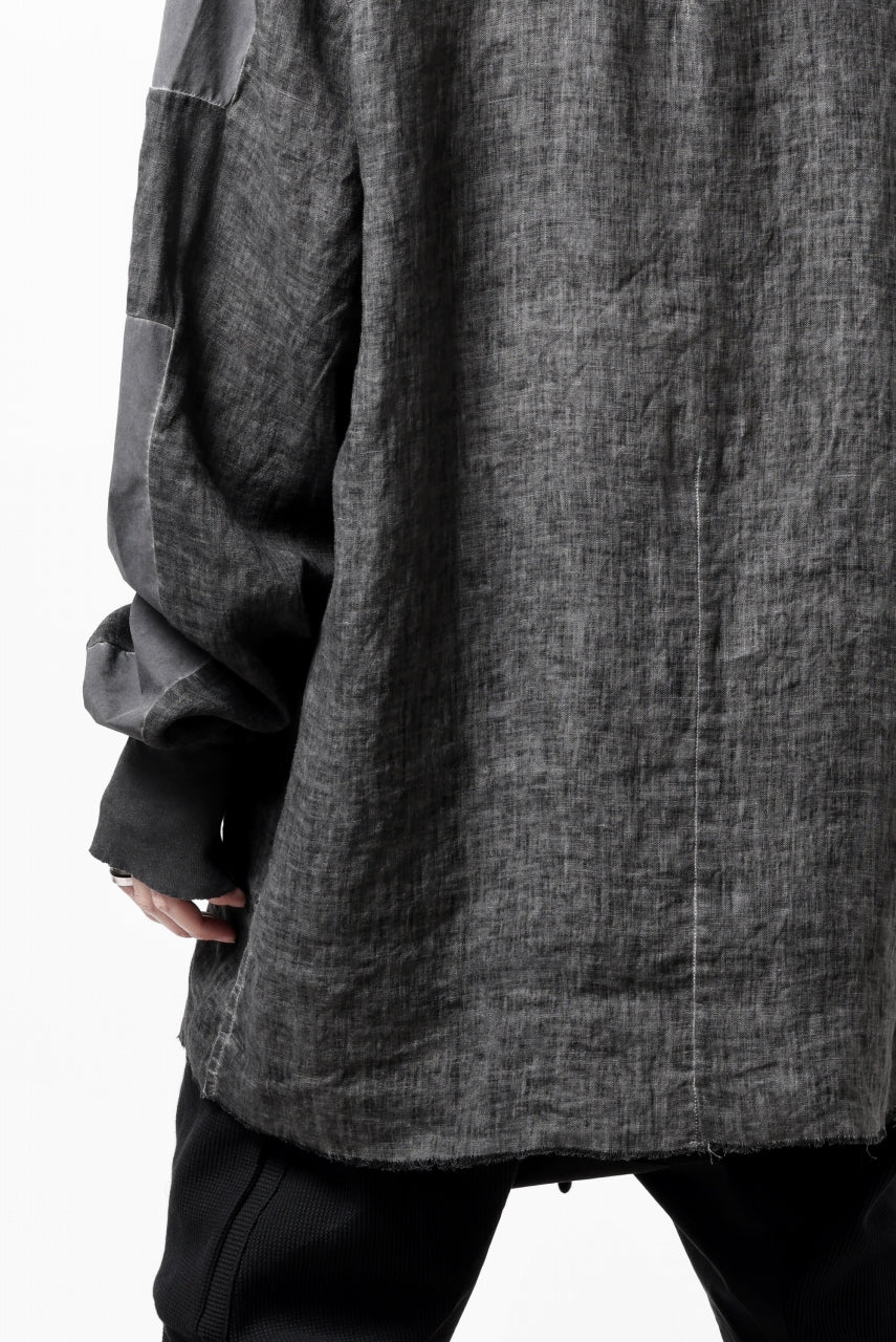 画像をギャラリービューアに読み込む, thom/krom DYEING BOMBER-SHIRT / LINEN+ELASTIC NYLON (BLACK OIL)