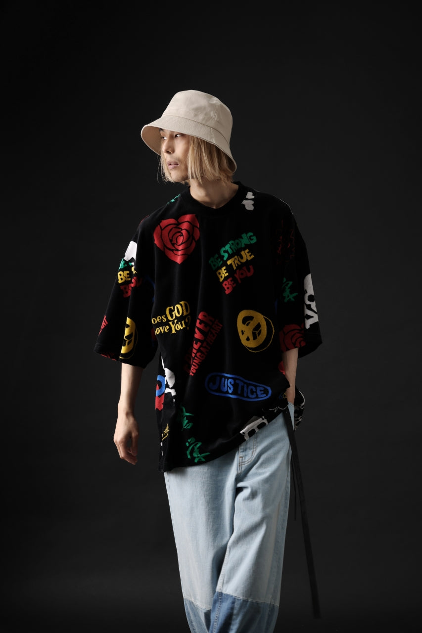 画像をギャラリービューアに読み込む, mastermind JAPAN ALL-OVER DESIGN VELOUR TEE / BOXY FIT (MULTI)