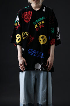 画像をギャラリービューアに読み込む, mastermind JAPAN ALL-OVER DESIGN VELOUR TEE / BOXY FIT (MULTI)