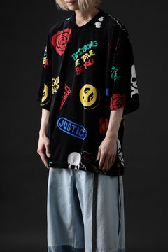 画像をギャラリービューアに読み込む, mastermind JAPAN ALL-OVER DESIGN VELOUR TEE / BOXY FIT (MULTI)