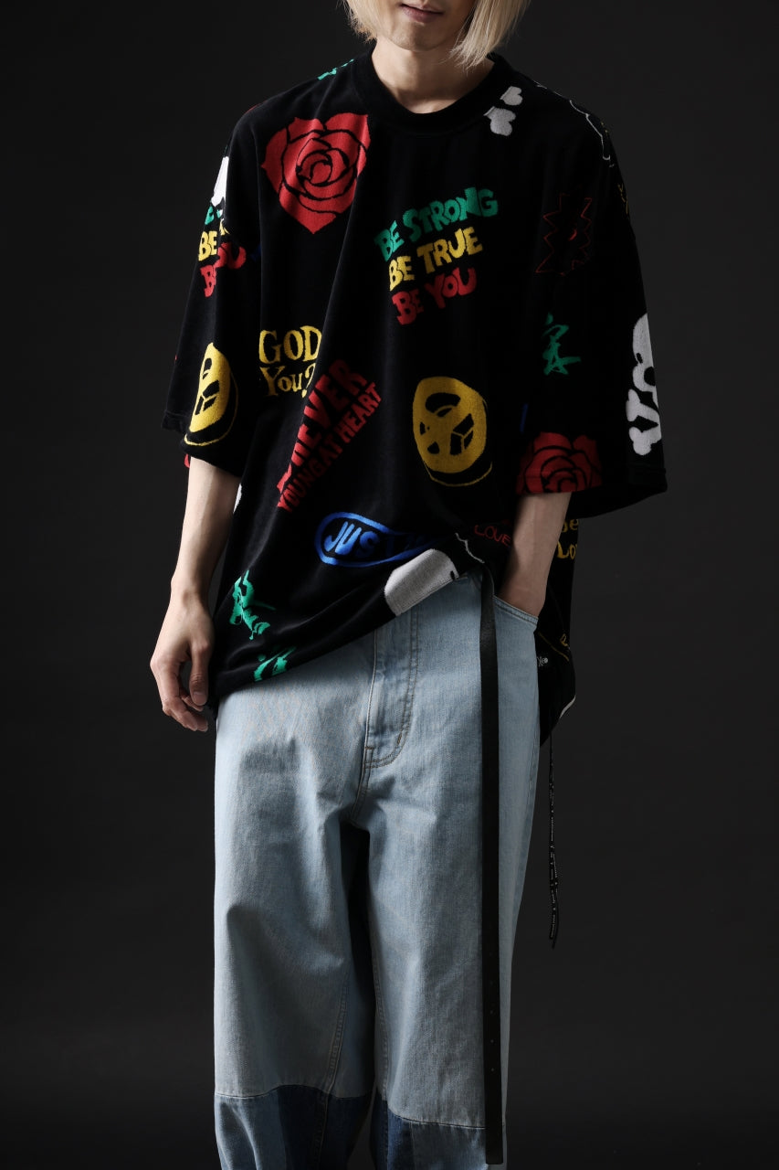 画像をギャラリービューアに読み込む, mastermind JAPAN ALL-OVER DESIGN VELOUR TEE / BOXY FIT (MULTI)