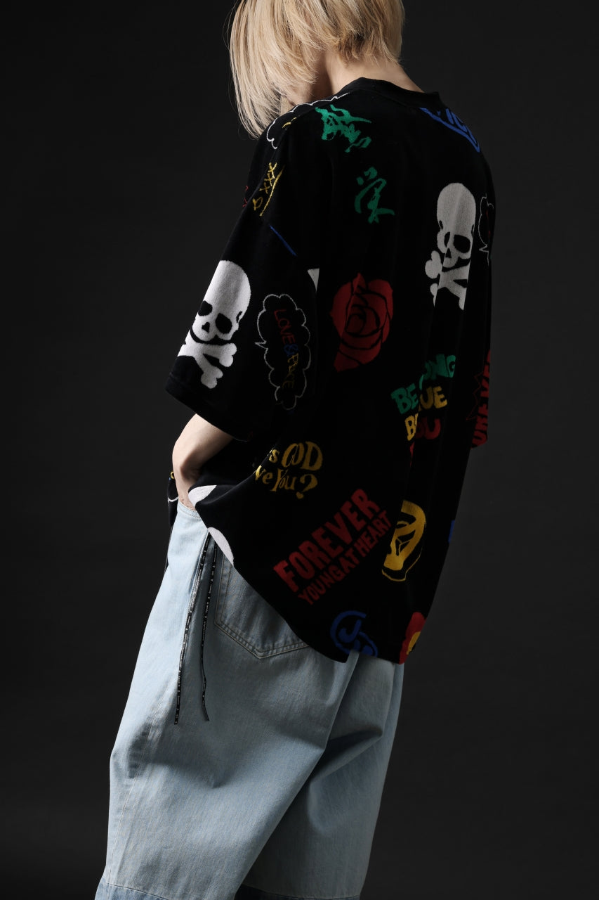 画像をギャラリービューアに読み込む, mastermind JAPAN ALL-OVER DESIGN VELOUR TEE / BOXY FIT (MULTI)