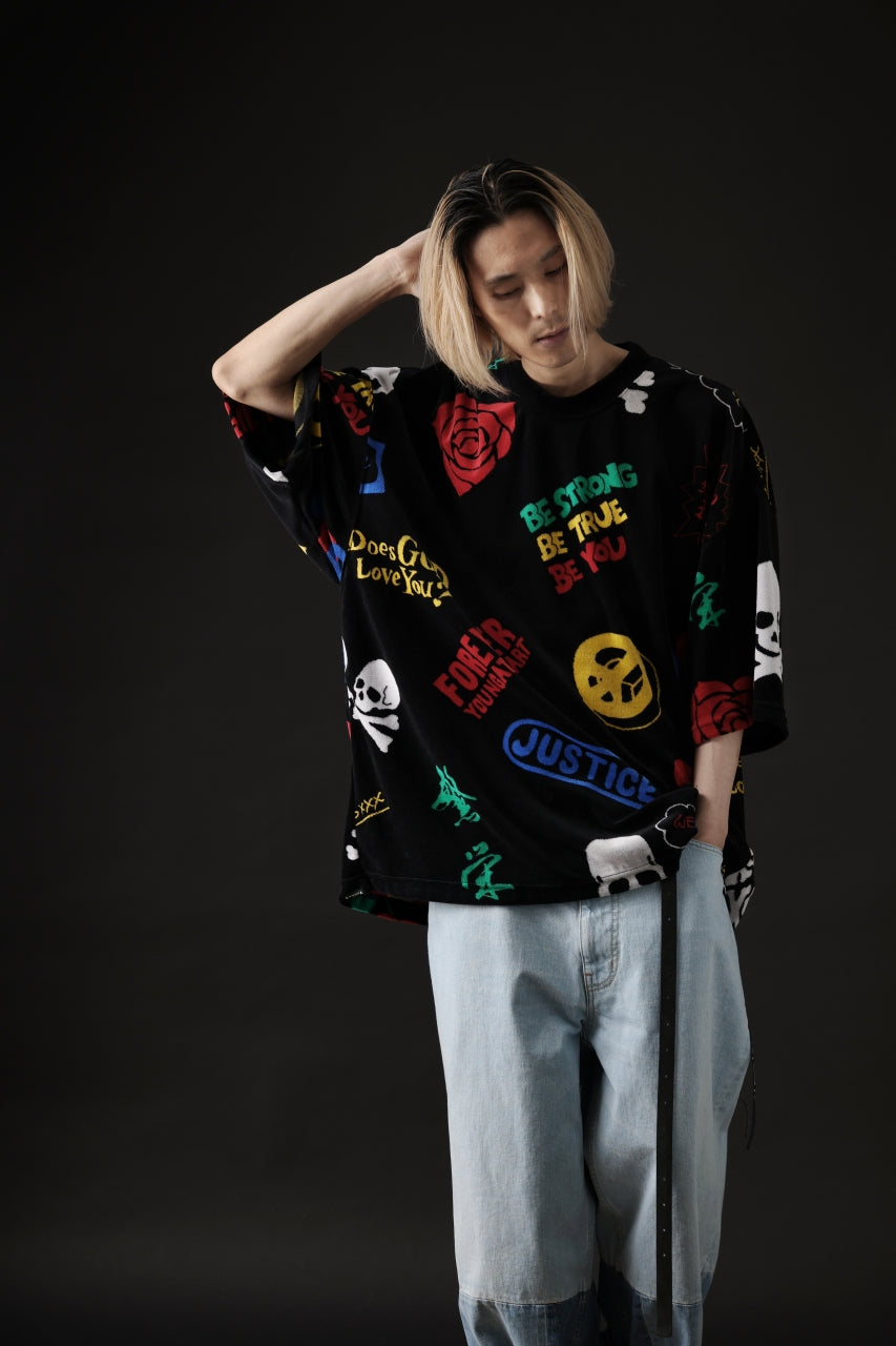 画像をギャラリービューアに読み込む, mastermind JAPAN ALL-OVER DESIGN VELOUR TEE / BOXY FIT (MULTI)