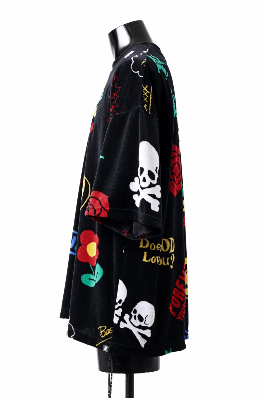画像をギャラリービューアに読み込む, mastermind JAPAN ALL-OVER DESIGN VELOUR TEE / BOXY FIT (MULTI)