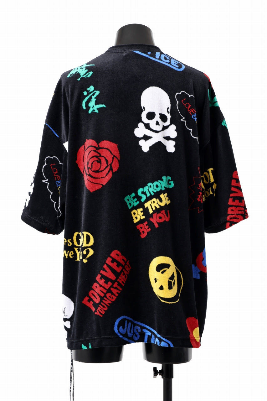 画像をギャラリービューアに読み込む, mastermind JAPAN ALL-OVER DESIGN VELOUR TEE / BOXY FIT (MULTI)