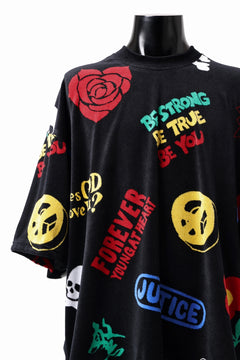 画像をギャラリービューアに読み込む, mastermind JAPAN ALL-OVER DESIGN VELOUR TEE / BOXY FIT (MULTI)