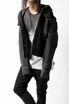 画像をギャラリービューアに読み込む, thomkrom DESTROY FADE JEAN JACKET / ELASTIC DENIM (DARK GREY)