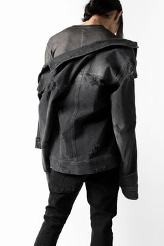 画像をギャラリービューアに読み込む, thomkrom DESTROY FADE JEAN JACKET / ELASTIC DENIM (DARK GREY)