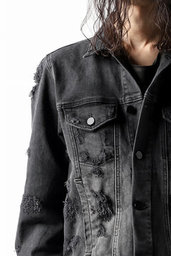 画像をギャラリービューアに読み込む, thomkrom DESTROY FADE JEAN JACKET / ELASTIC DENIM (DARK GREY)