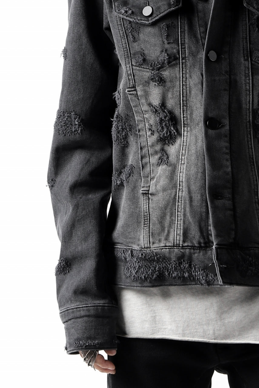 画像をギャラリービューアに読み込む, thomkrom DESTROY FADE JEAN JACKET / ELASTIC DENIM (DARK GREY)