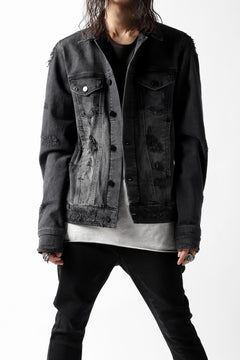 画像をギャラリービューアに読み込む, thomkrom DESTROY FADE JEAN JACKET / ELASTIC DENIM (DARK GREY)