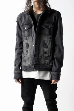 画像をギャラリービューアに読み込む, thomkrom DESTROY FADE JEAN JACKET / ELASTIC DENIM (DARK GREY)