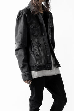 画像をギャラリービューアに読み込む, thomkrom DESTROY FADE JEAN JACKET / ELASTIC DENIM (DARK GREY)