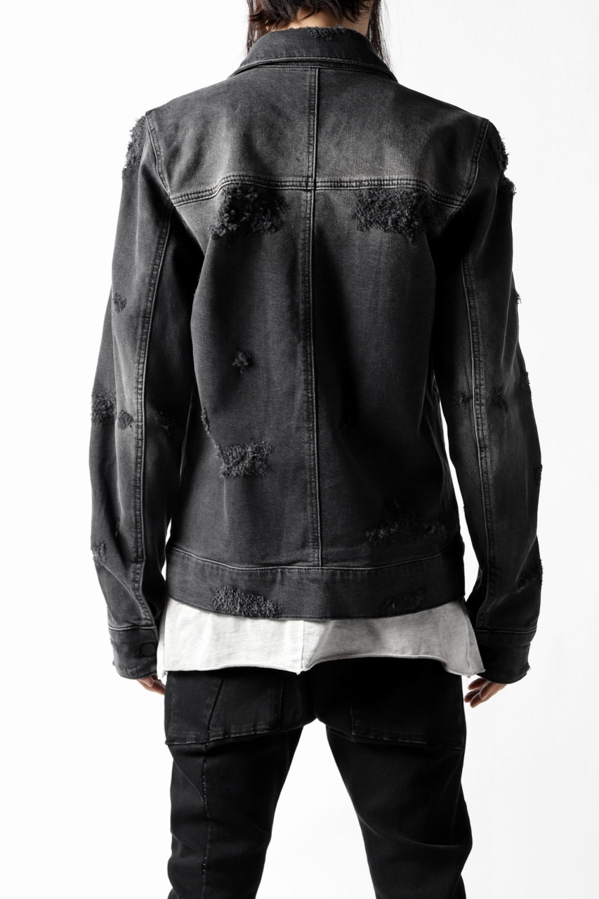 画像をギャラリービューアに読み込む, thomkrom DESTROY FADE JEAN JACKET / ELASTIC DENIM (DARK GREY)