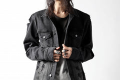 画像をギャラリービューアに読み込む, thomkrom DESTROY FADE JEAN JACKET / ELASTIC DENIM (DARK GREY)