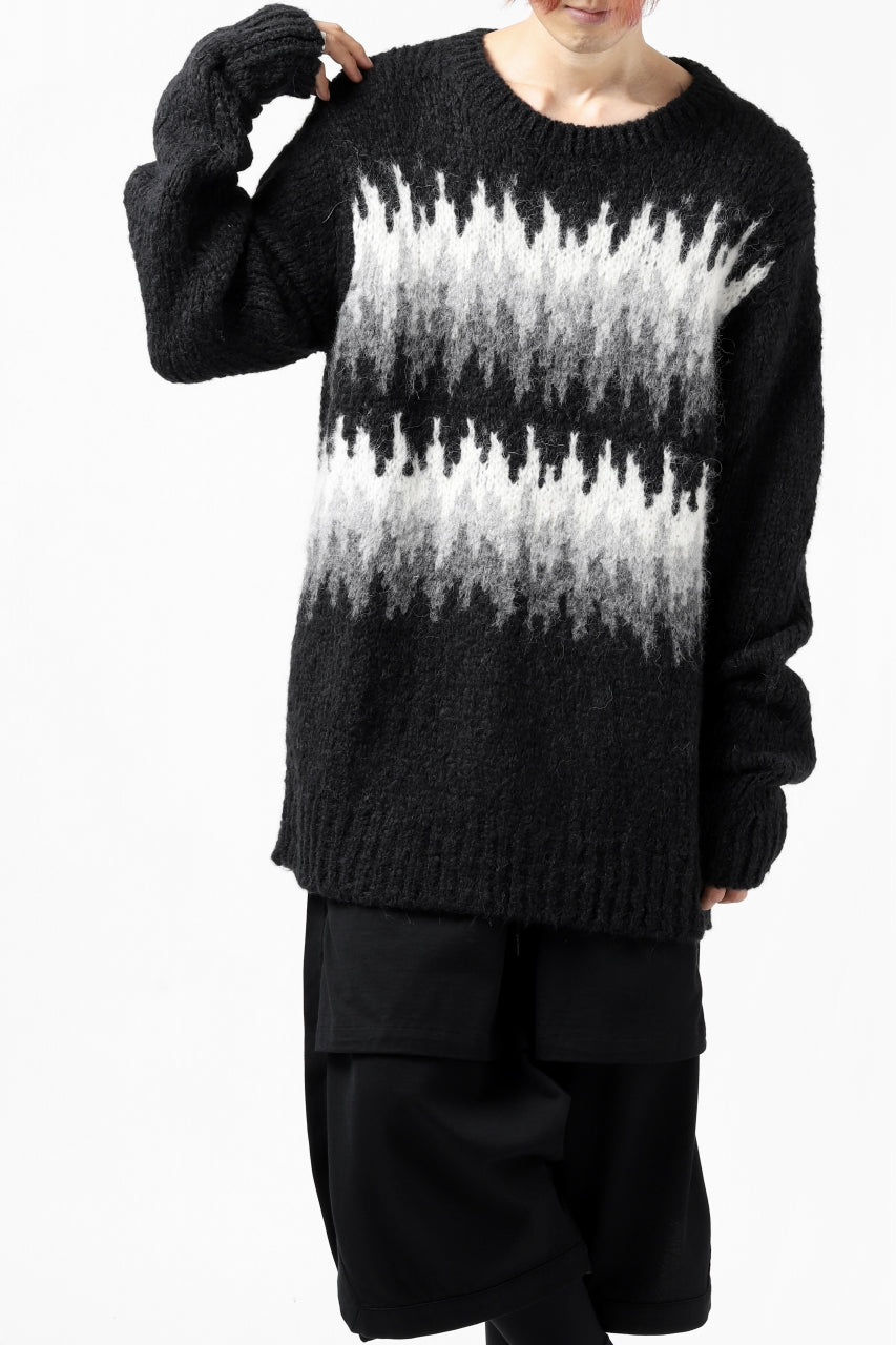 画像をギャラリービューアに読み込む, thomkrom JACQUARD KNIT PULLOVER / ALPACA WOOL (BLACK)
