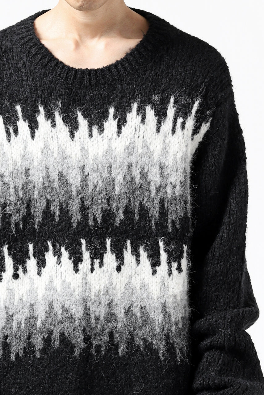 画像をギャラリービューアに読み込む, thomkrom JACQUARD KNIT PULLOVER / ALPACA WOOL (BLACK)
