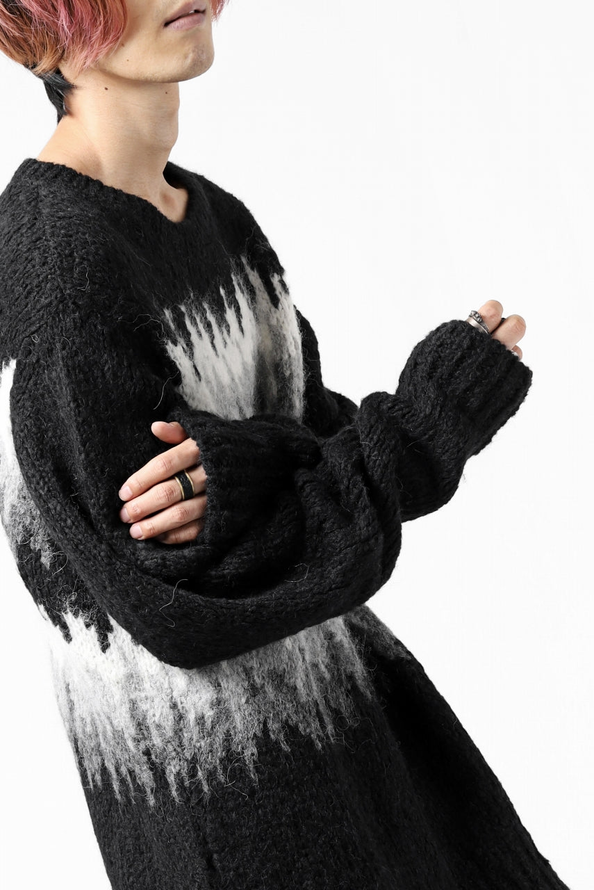 画像をギャラリービューアに読み込む, thomkrom JACQUARD KNIT PULLOVER / ALPACA WOOL (BLACK)