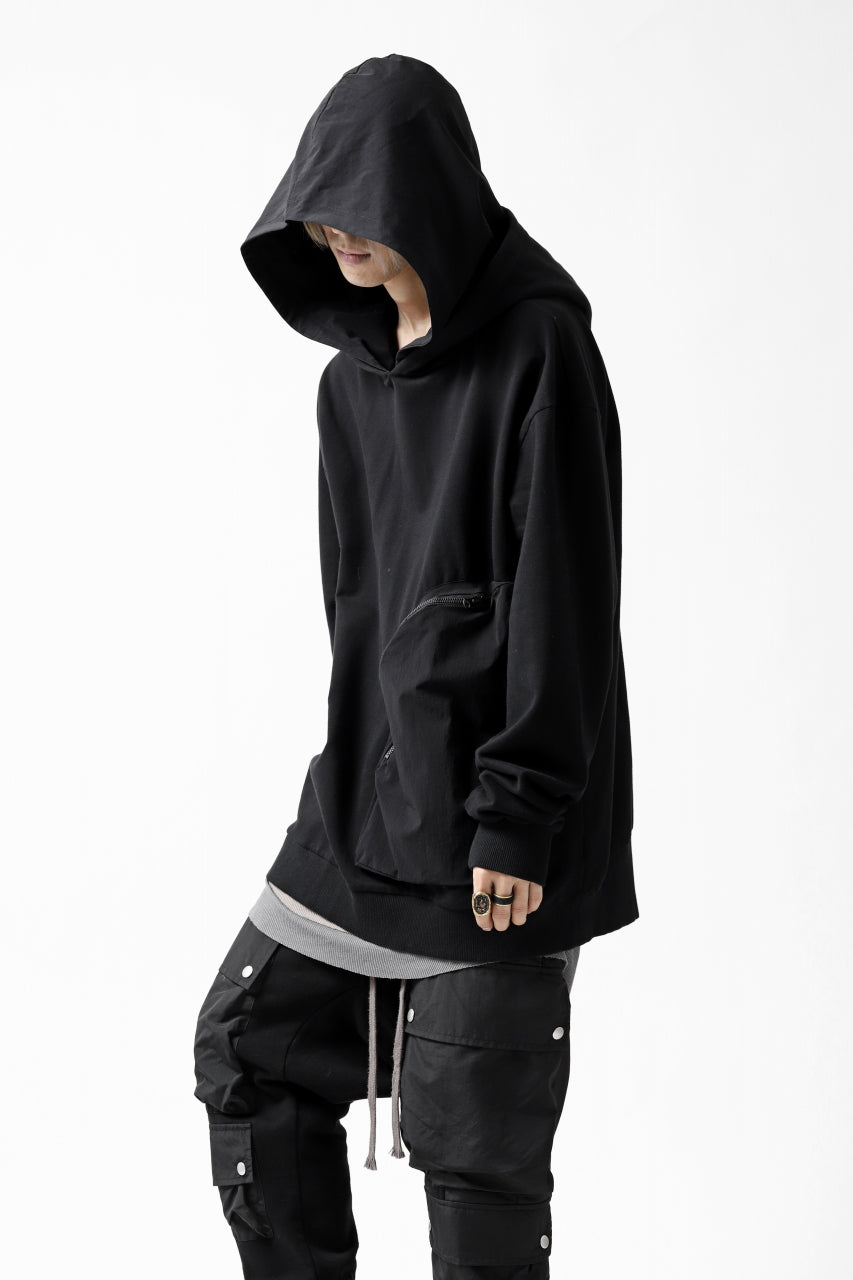 画像をギャラリービューアに読み込む, thomkrom SWEATSHIRT HOODIE-DUAL / FRENCH TERRY ORGANIC (BLACK)