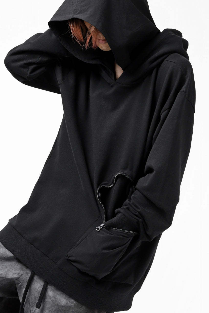 画像をギャラリービューアに読み込む, thomkrom SWEATSHIRT HOODIE-DUAL / FRENCH TERRY ORGANIC (BLACK)