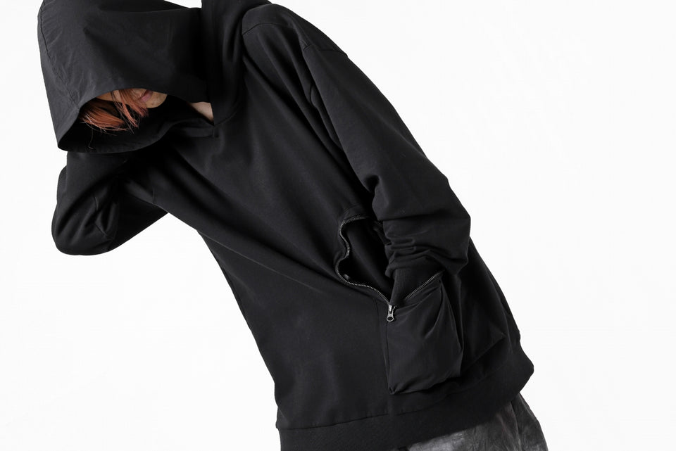 画像をギャラリービューアに読み込む, thomkrom SWEATSHIRT HOODIE-DUAL / FRENCH TERRY ORGANIC (BLACK)