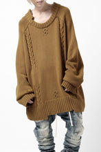 画像をギャラリービューアに読み込む, A.F ARTEFACT LOWGAUGE CABLE KNIT PULLOVER IRREGULAR-HEM (MUSTARD)