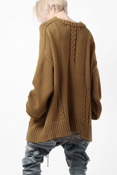 画像をギャラリービューアに読み込む, A.F ARTEFACT LOWGAUGE CABLE KNIT PULLOVER IRREGULAR-HEM (MUSTARD)