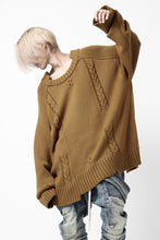 画像をギャラリービューアに読み込む, A.F ARTEFACT LOWGAUGE CABLE KNIT PULLOVER IRREGULAR-HEM (MUSTARD)