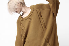 画像をギャラリービューアに読み込む, A.F ARTEFACT LOWGAUGE CABLE KNIT PULLOVER IRREGULAR-HEM (MUSTARD)