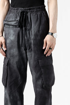 Load image into Gallery viewer, thomkrom DRAW STRINGS CARGO TROUSERS / DYEING WOVEN ELASTIC (MARBLE T109)