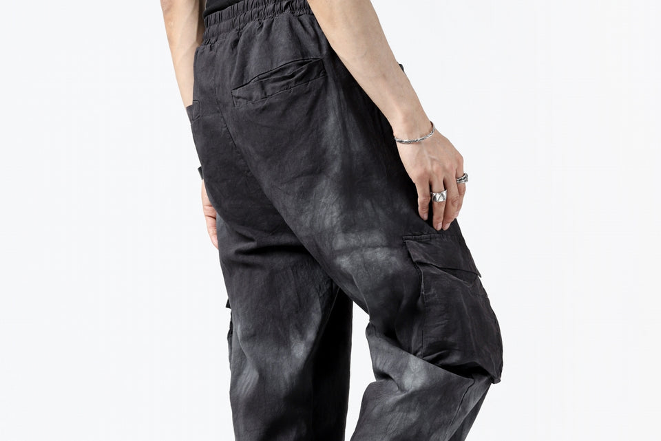 Load image into Gallery viewer, thomkrom DRAW STRINGS CARGO TROUSERS / DYEING WOVEN ELASTIC (MARBLE T109)