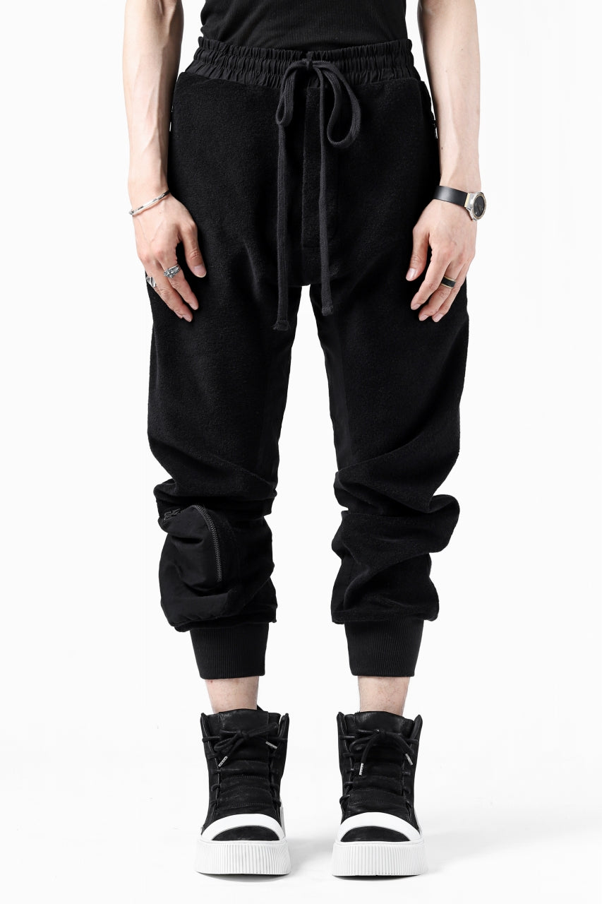 画像をギャラリービューアに読み込む, thomkrom RADICAL POCKETS EASY TROUSERS / SOFT FROTTEE (BLACK)