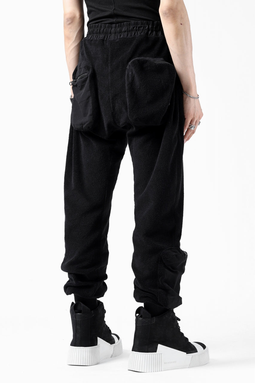 画像をギャラリービューアに読み込む, thomkrom RADICAL POCKETS EASY TROUSERS / SOFT FROTTEE (BLACK)