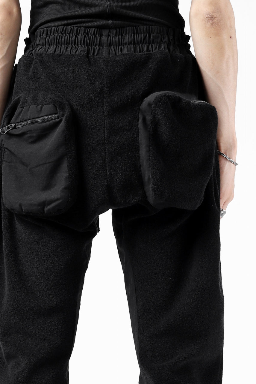 画像をギャラリービューアに読み込む, thomkrom RADICAL POCKETS EASY TROUSERS / SOFT FROTTEE (BLACK)