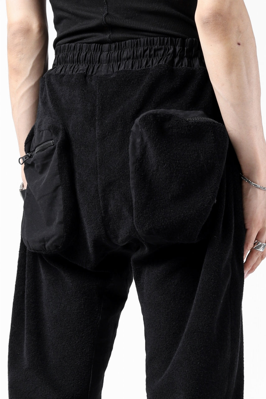 画像をギャラリービューアに読み込む, thomkrom RADICAL POCKETS EASY TROUSERS / SOFT FROTTEE (BLACK)