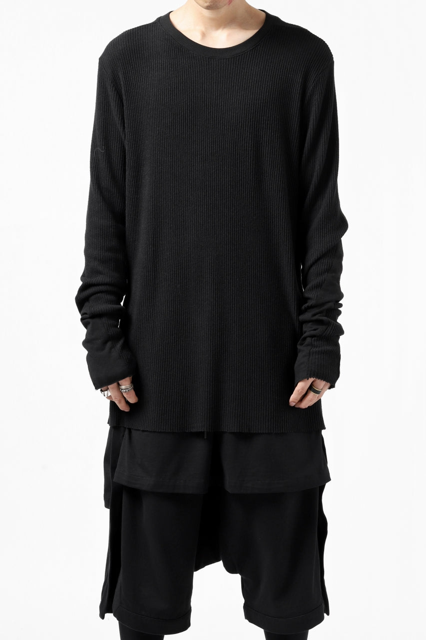 画像をギャラリービューアに読み込む, thomkrom LONG SLEEVE TOPS / STRETCH MIXED UP RIB (BLACK)
