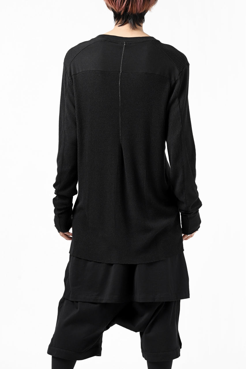 画像をギャラリービューアに読み込む, thomkrom LONG SLEEVE TOPS / STRETCH MIXED UP RIB (BLACK)