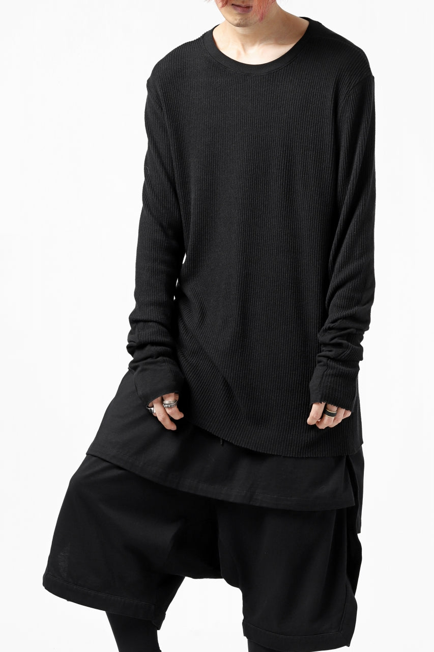 画像をギャラリービューアに読み込む, thomkrom LONG SLEEVE TOPS / STRETCH MIXED UP RIB (BLACK)