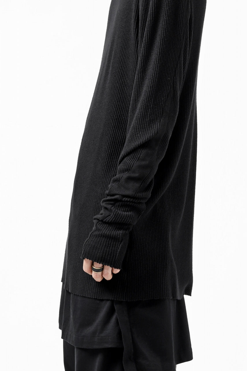 画像をギャラリービューアに読み込む, thomkrom LONG SLEEVE TOPS / STRETCH MIXED UP RIB (BLACK)