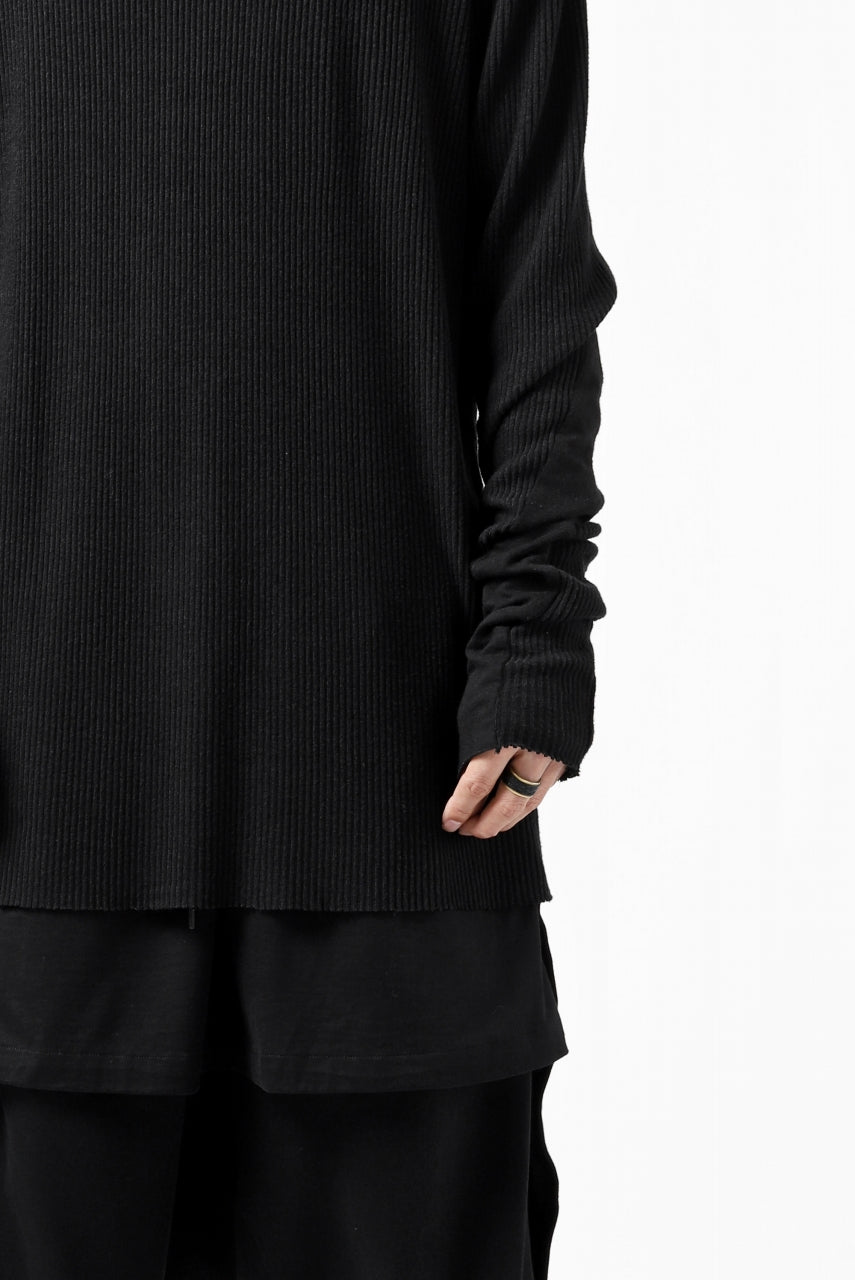 画像をギャラリービューアに読み込む, thomkrom LONG SLEEVE TOPS / STRETCH MIXED UP RIB (BLACK)