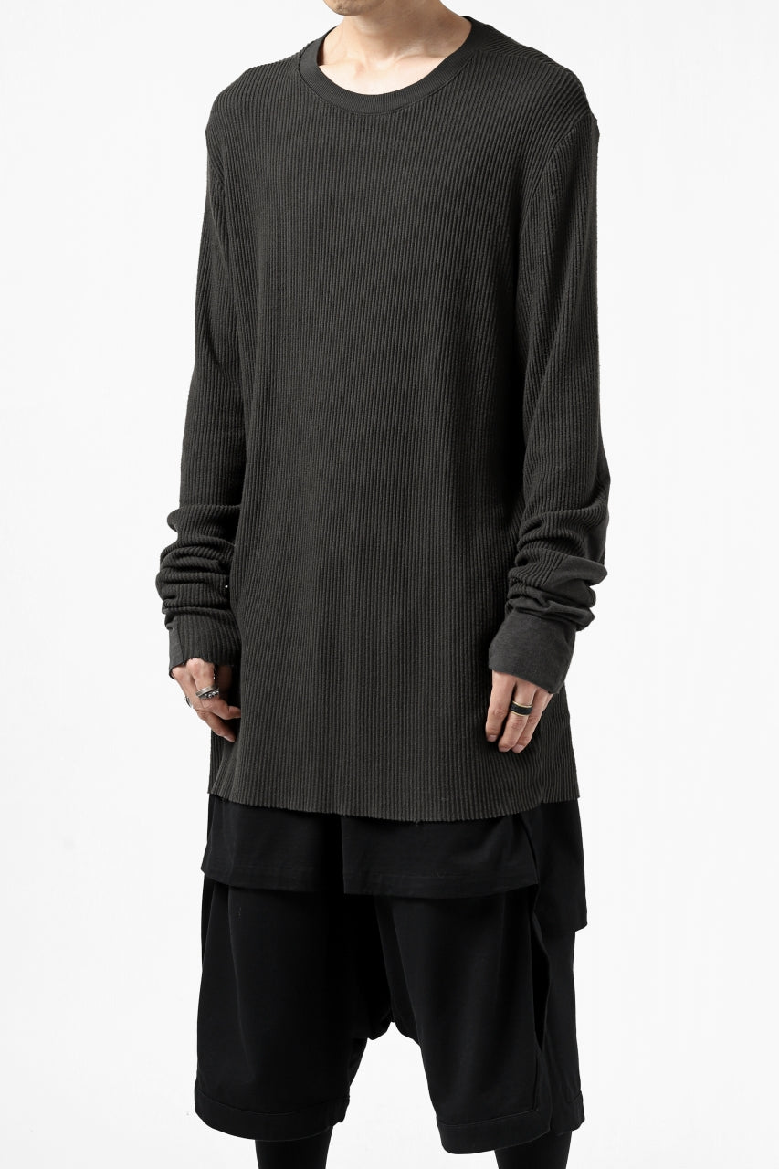 画像をギャラリービューアに読み込む, thomkrom LONG SLEEVE TOPS / STRETCH MIXED UP RIB (BROWN)